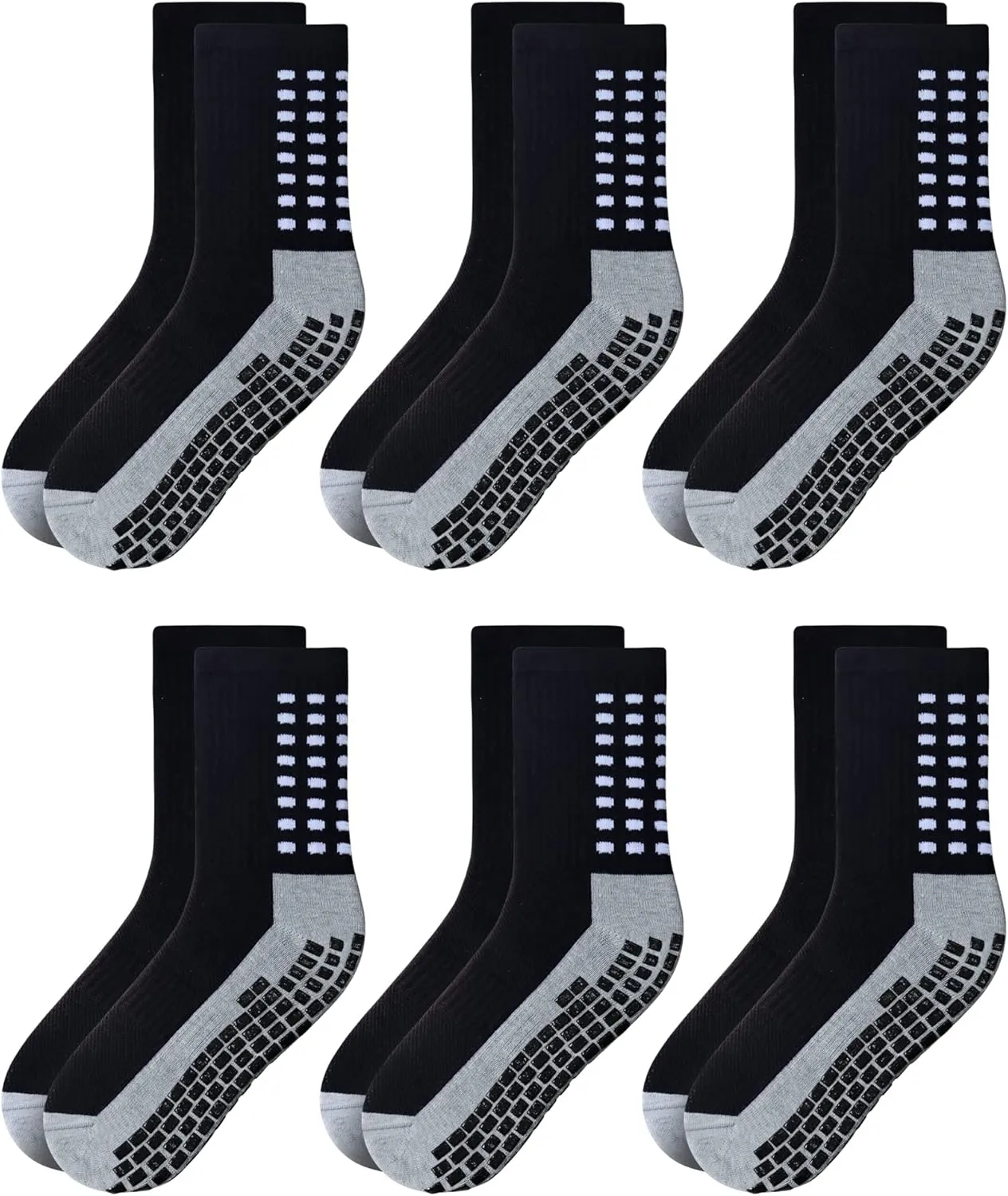 RATIVE Anti Slip Non Skid Ankle and Crew Socks with Grippers for Men Women