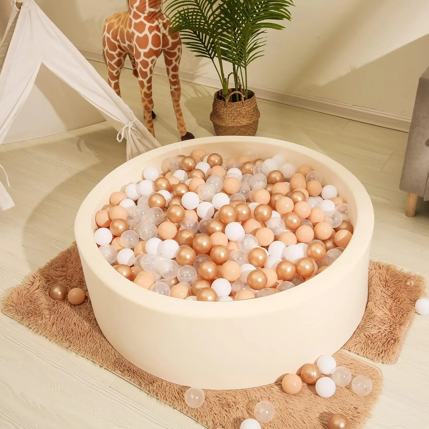 Realhaha Ball Pit Balls 100 Play Balls Plastic Balls for Baby Girls Toddlers Kids Play Tent Pool Playhouse Playpen Party Decoration 2.2 2.36 2.75 Inch