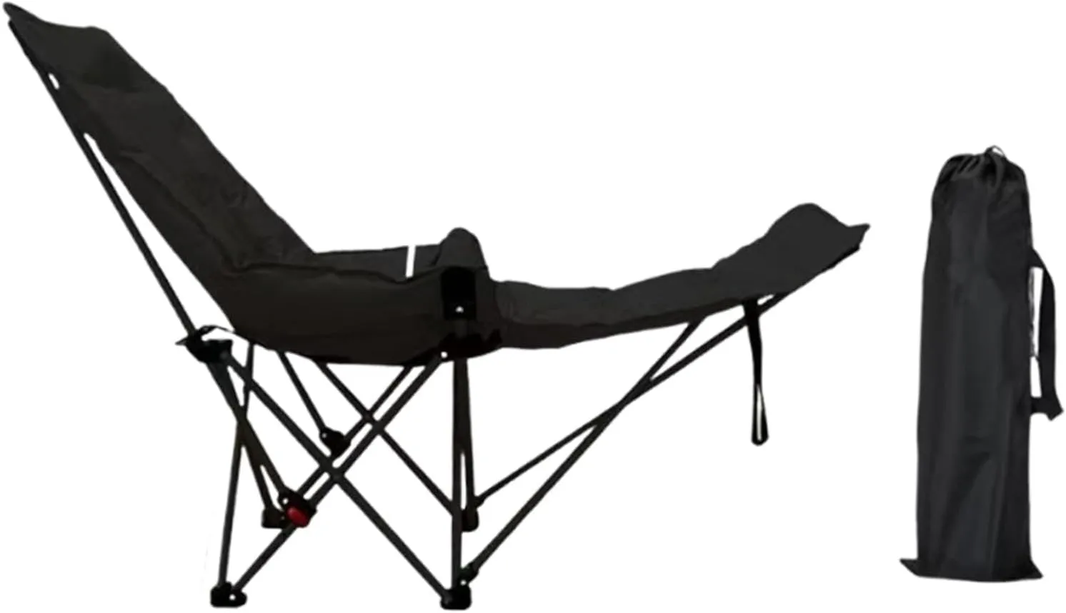 Reclining Camping Chair Foldable Folding Camp Chair with Storage Bag with Removable Footrest for Park Beach Garden Travel, Black