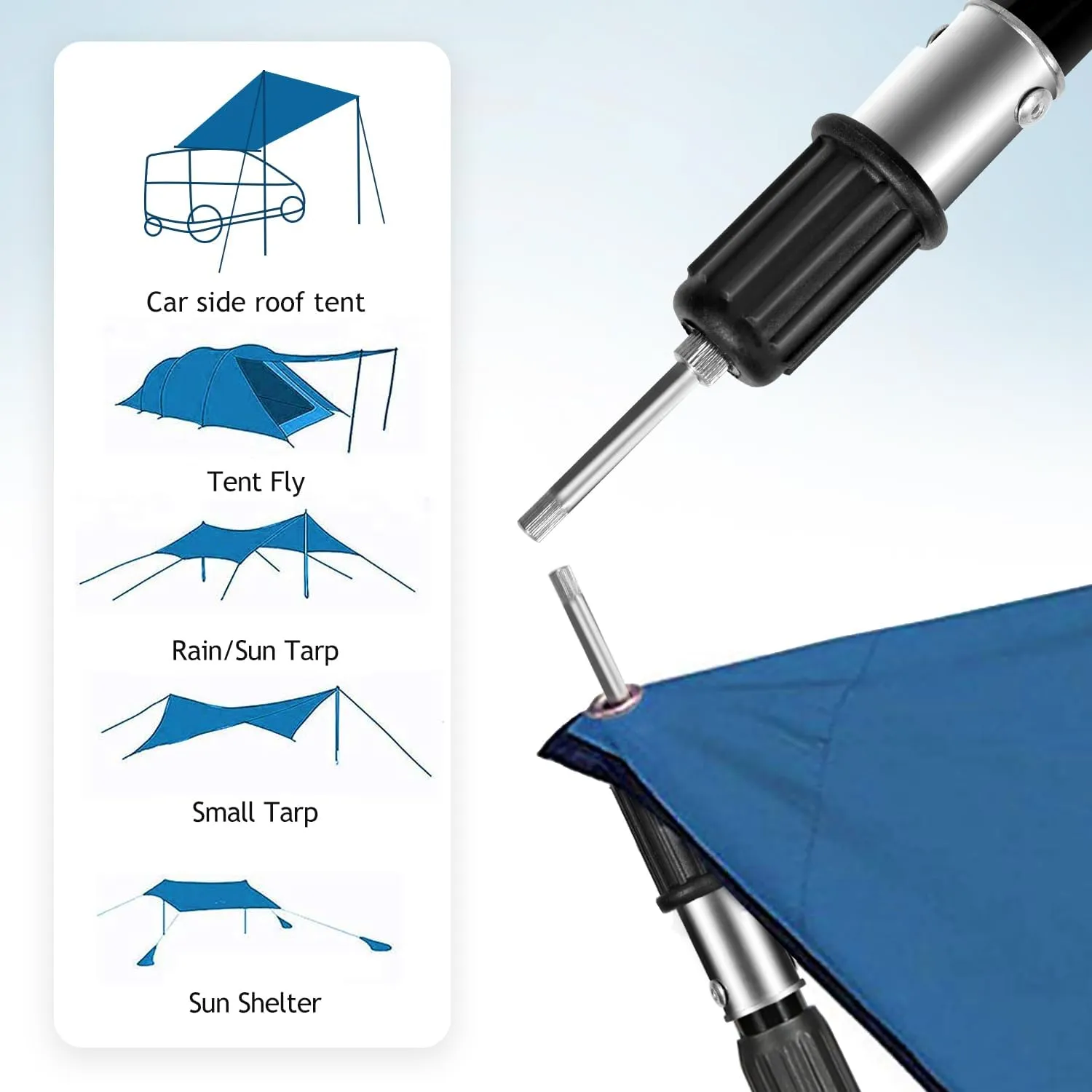 REDCAMP Aluminum Adjustable Camping Tarp Poles, Set of 2, 36in to 90in Telescoping Lightweight Waterproof Tent Poles, Multi-Purpose Extension Paint Roller/Gutter Cleaning/Duster Pole, Black