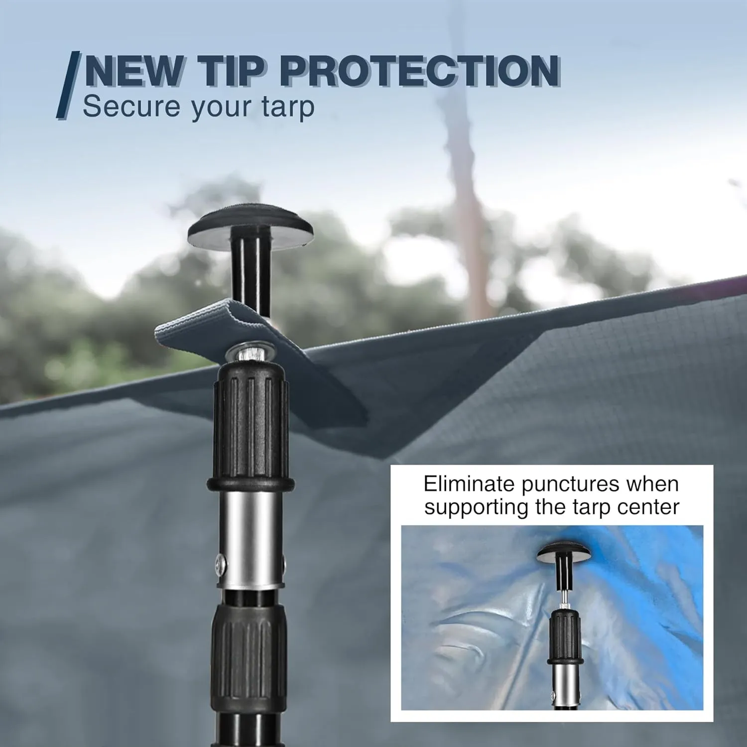 REDCAMP Aluminum Adjustable Camping Tarp Poles, Set of 2, 36in to 90in Telescoping Lightweight Waterproof Tent Poles, Multi-Purpose Extension Paint Roller/Gutter Cleaning/Duster Pole, Black