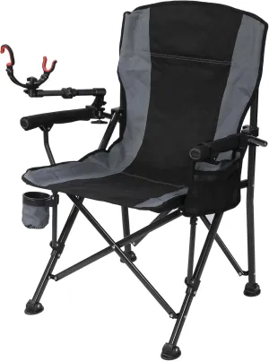 REDCAMP Fishing Chair with Adjustable Rod Holder, Folding Ice Fishing Chair with Cup Holder for Adult, Outdoor Camping Chair for Ice Fishing, Camp, Lawn, Patio, Garden