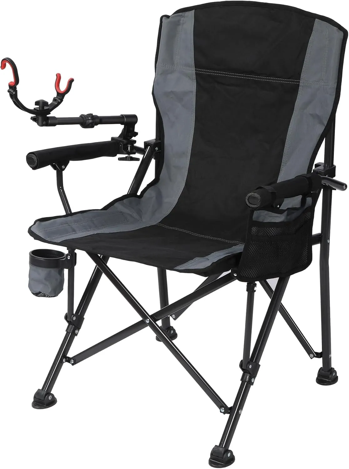 REDCAMP Fishing Chair with Adjustable Rod Holder, Folding Ice Fishing Chair with Cup Holder for Adult, Outdoor Camping Chair for Ice Fishing, Camp, Lawn, Patio, Garden