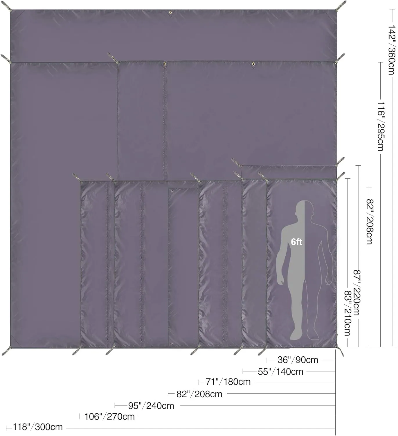 REDCAMP Large Waterproof Camping Tarp Lightweight, Multifunctional Insulated Tent Footprint for Camping Hiking Backpacking, Grey 106"x83"