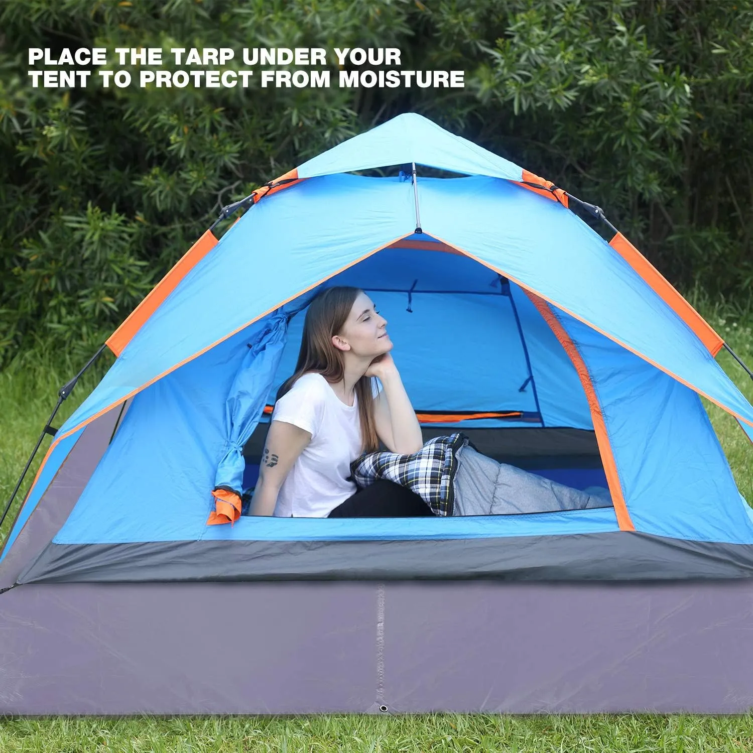 REDCAMP Large Waterproof Camping Tarp Lightweight, Multifunctional Insulated Tent Footprint for Camping Hiking Backpacking, Grey 106"x83"