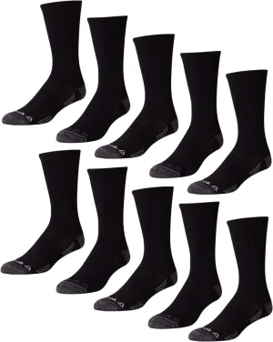 Reebok Men's Crew Socks - 10 Pack Stretch Performance Cushioned Crew Socks - Arch Support Athletic Socks for Men (6-12.5)