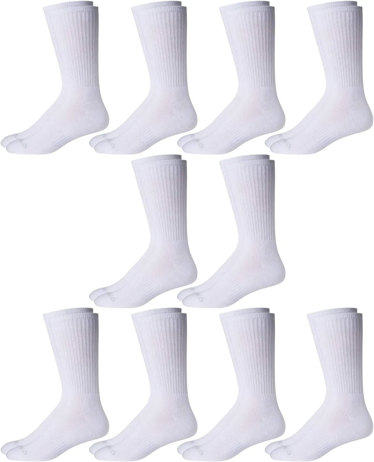 Reebok Men's Crew Socks - 10 Pack Stretch Performance Cushioned Crew Socks - Arch Support Athletic Socks for Men (6-12.5)