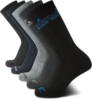 Reebok Mens Crew Socks - 5 Pack Breathable Cushioned Moisture-Wicking Athletic Performance Running Socks for Men (6-12.5)
