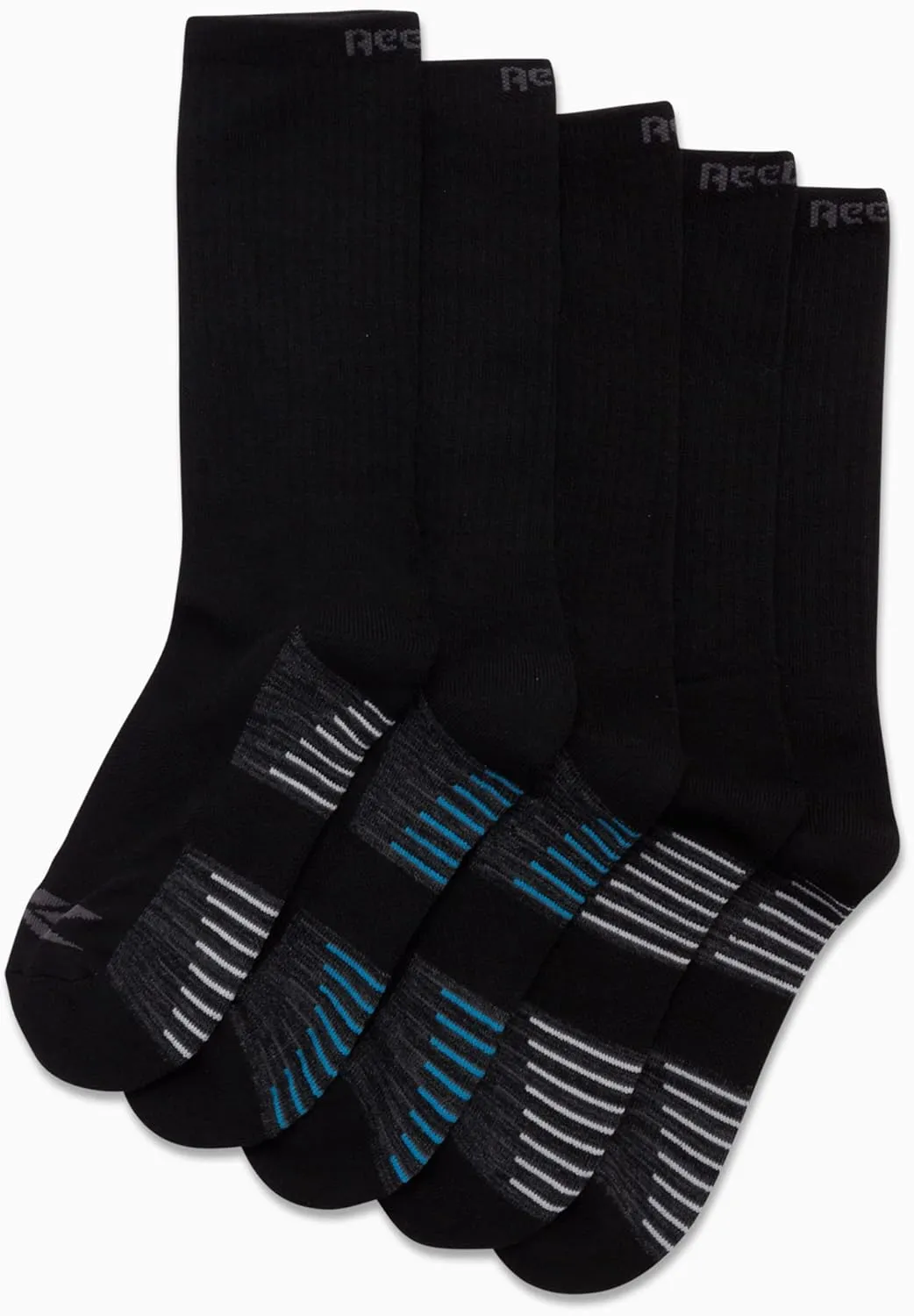 Reebok Men's Crew Socks - 5 Pack Comfort Cushion Performance Crew Socks for Men - Classic Men's Sports Socks (Size: 6-12.5)