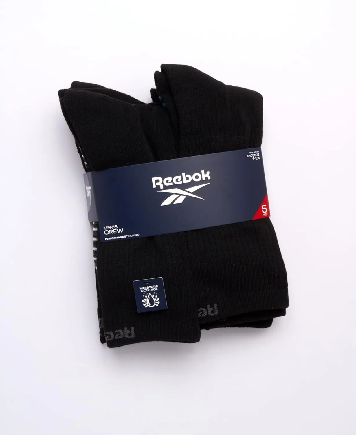 Reebok Men's Crew Socks - 5 Pack Comfort Cushion Performance Crew Socks for Men - Classic Men's Sports Socks (Size: 6-12.5)