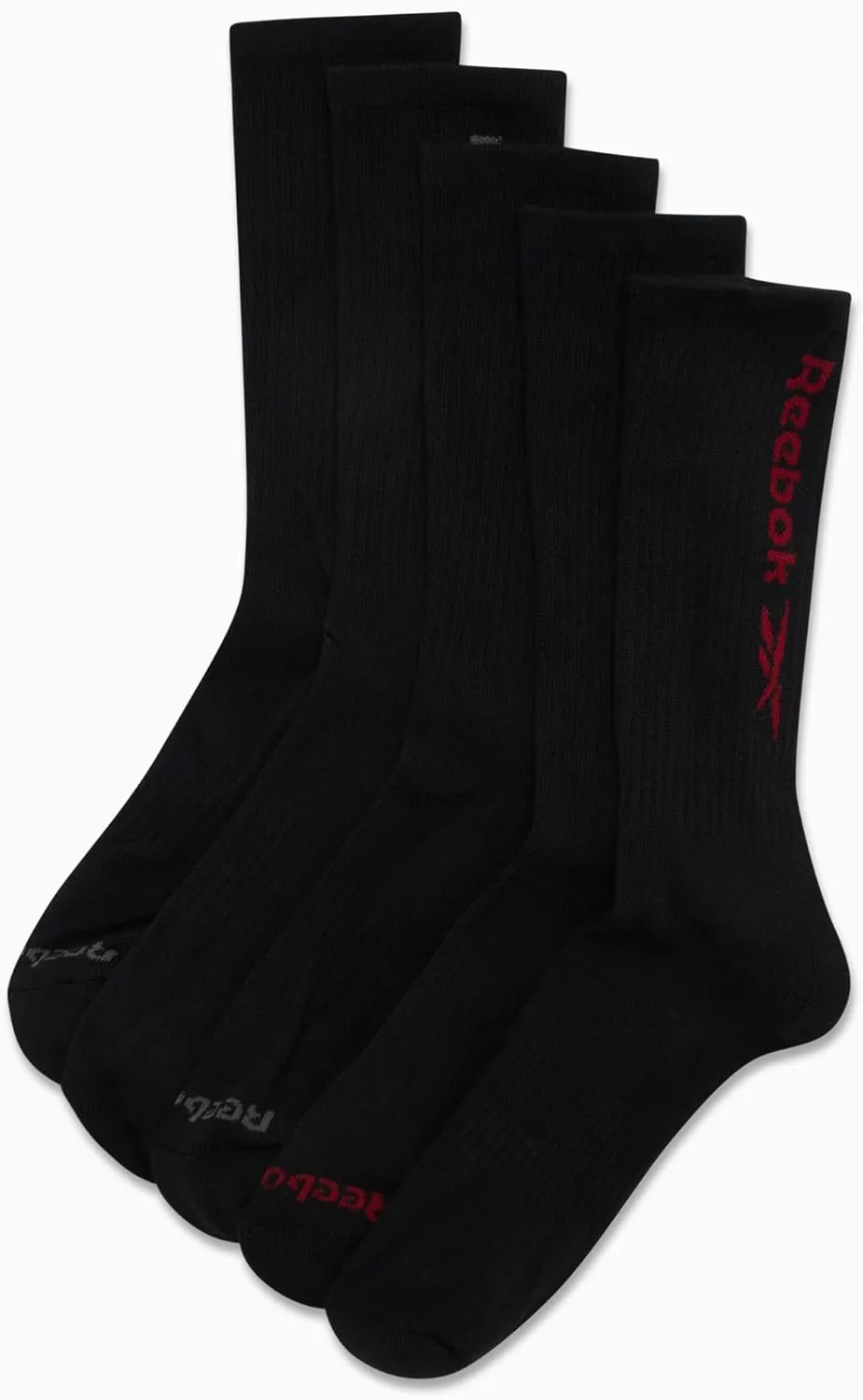 Reebok Men's Crew Socks - 5 Pack Stretch Performance Cushioned High Crew Socks - Arch Support Athletic Socks for Men (6-12.5)