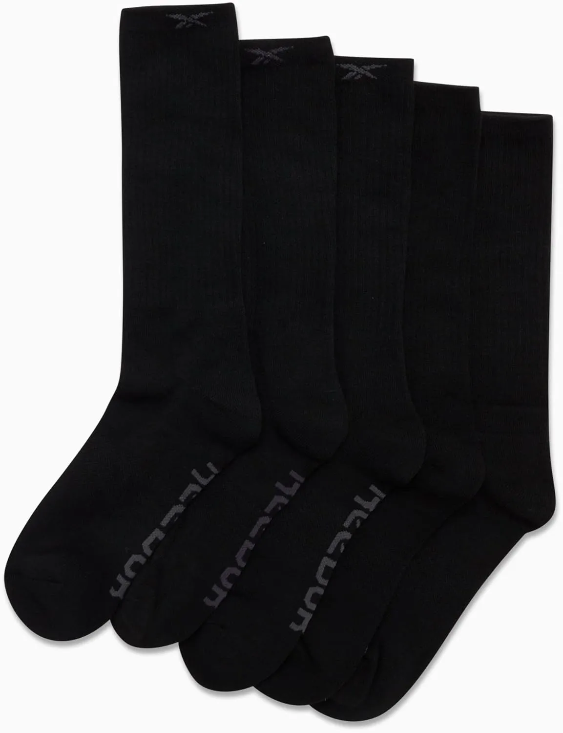Reebok Men's Crew Socks - 5 Pack Stretch Performance Cushioned High Crew Socks - Arch Support Athletic Socks for Men (6-12.5)