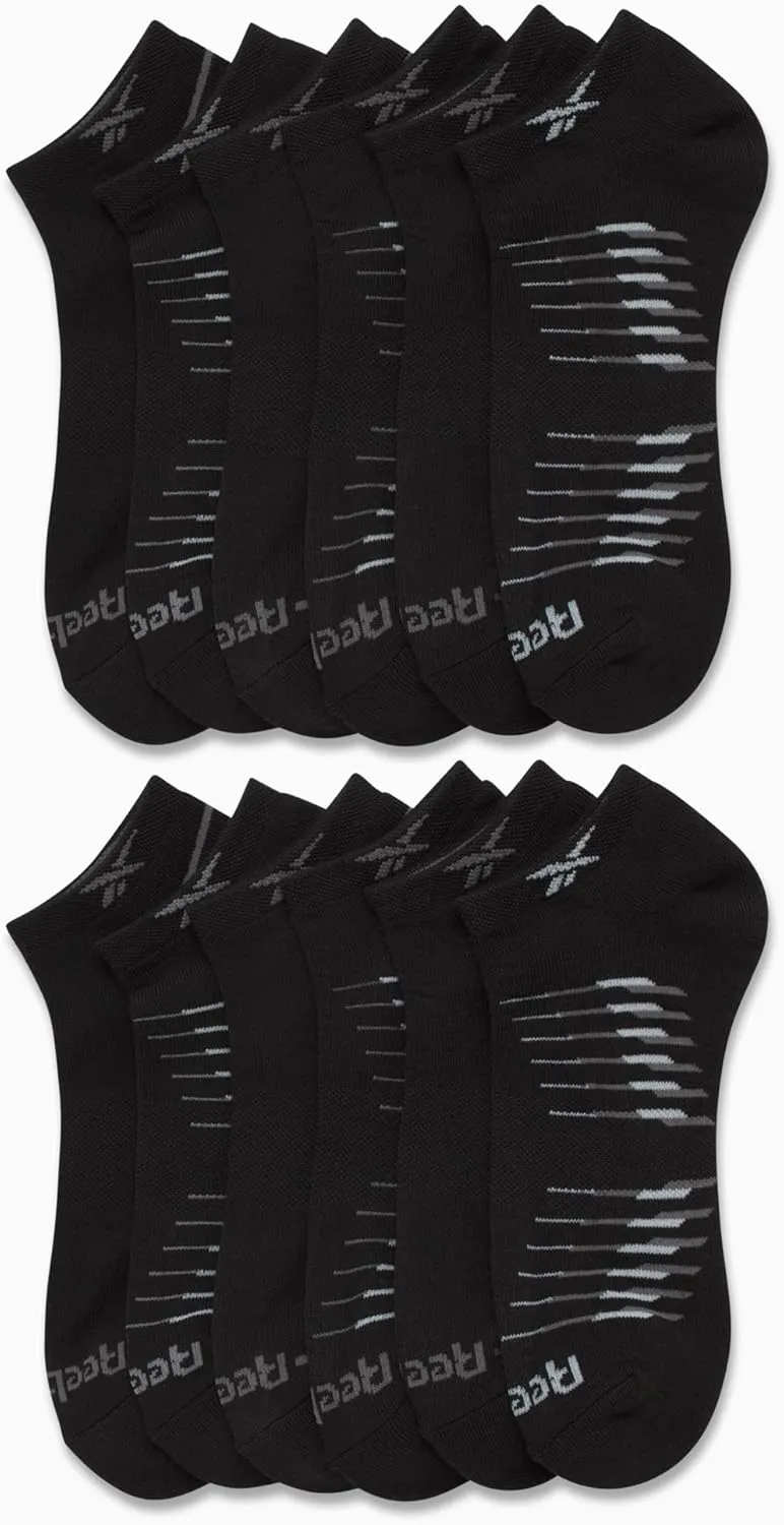 Reebok Men's Low Cut Socks - 12 Pack Performance Cushion Comfort No Show Socks - Breathable Athletic Socks for Men (6-12.5)