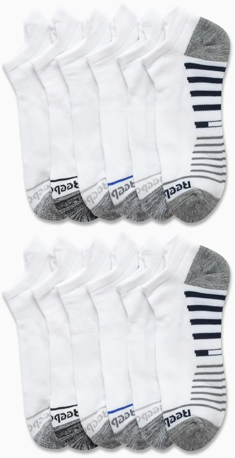 Reebok Men's Low Cut Socks - 12 Pack Performance Cushion Comfort No Show Socks - Breathable Athletic Socks for Men (6-12.5)