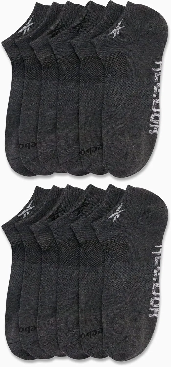Reebok Men's Low Cut Socks - 12 Pack Performance Cushion Comfort No Show Socks - Breathable Athletic Socks for Men (6-12.5)