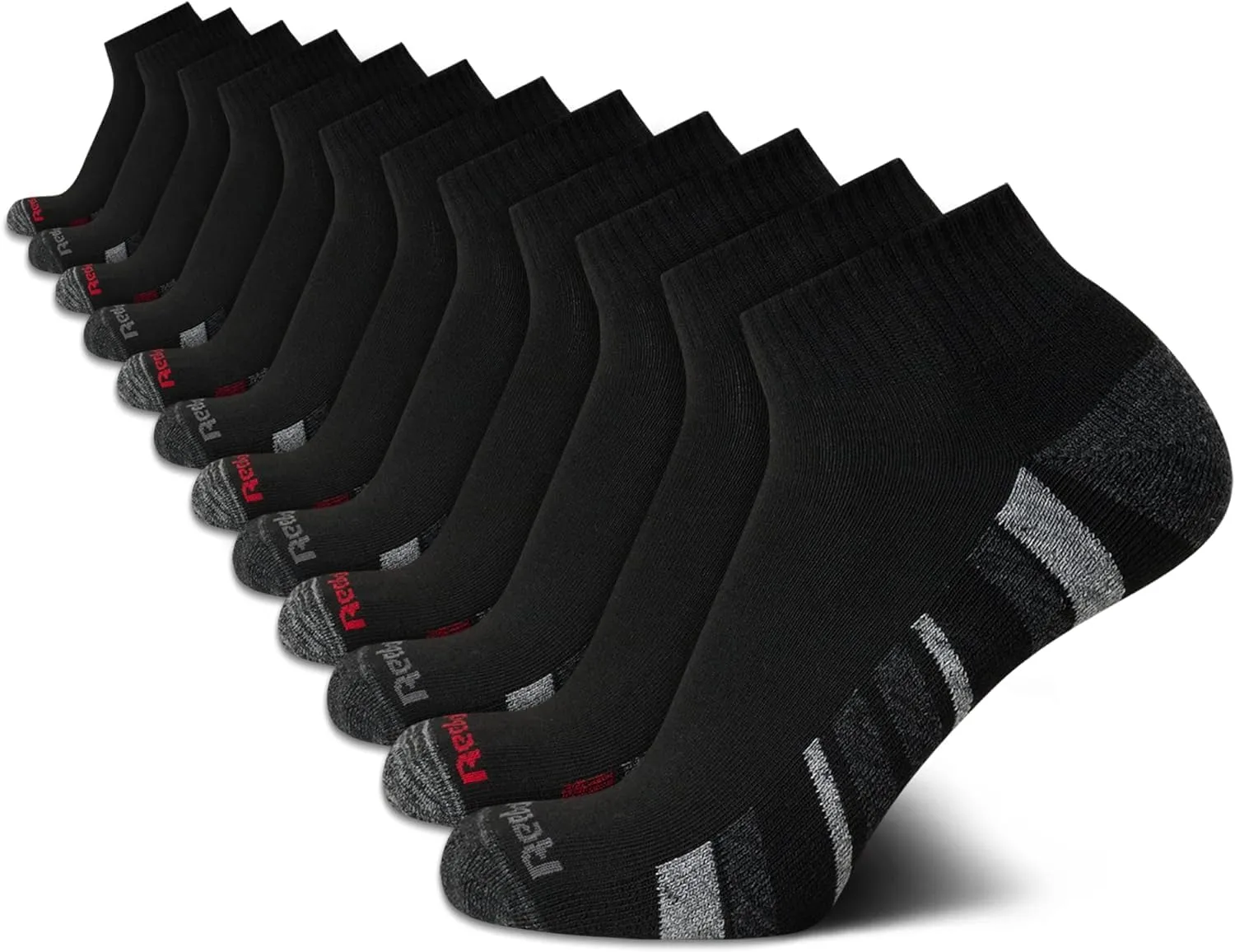 Reebok Men's Quarter Socks - 12 Pack Performance Comfort Athletic Socks - Breathable Ankle Socks for Men (6-12.5)