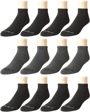 Reebok Men's Quarter Socks - 12 Pack Performance Comfort Athletic Socks - Breathable Ankle Socks for Men (6-12.5)
