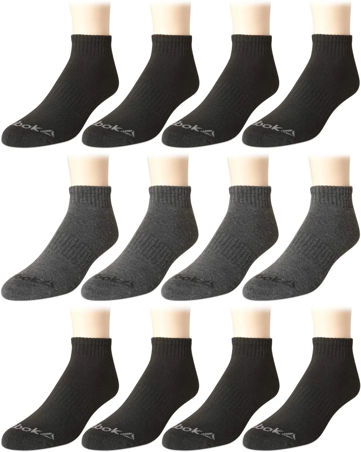 Reebok Men's Quarter Socks - 12 Pack Performance Comfort Athletic Socks - Breathable Ankle Socks for Men (6-12.5)