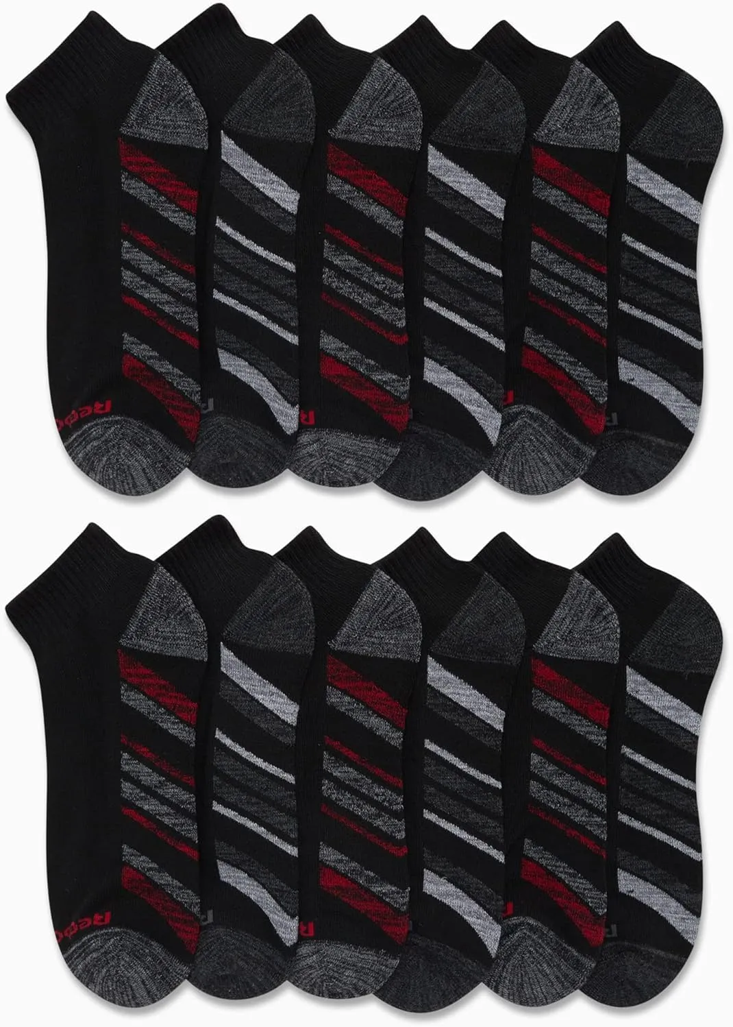 Reebok Men's Quarter Socks - 12 Pack Performance Comfort Athletic Socks - Breathable Ankle Socks for Men (6-12.5)