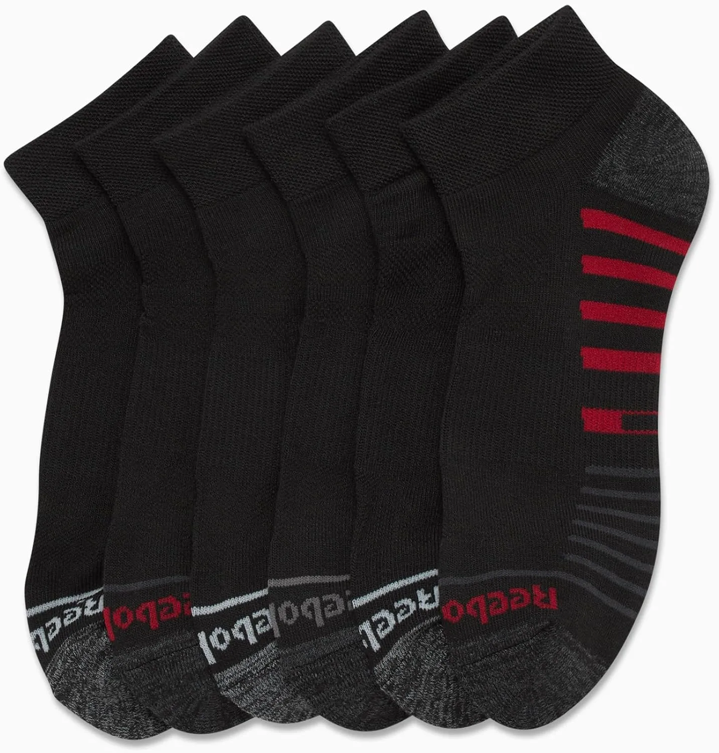 Reebok Men’s Quarter Socks – 6 Pack Cushion Quarter Cut Ankle Socks for Men - Breathable Men's Athletic Socks (Size: 6-12.5)
