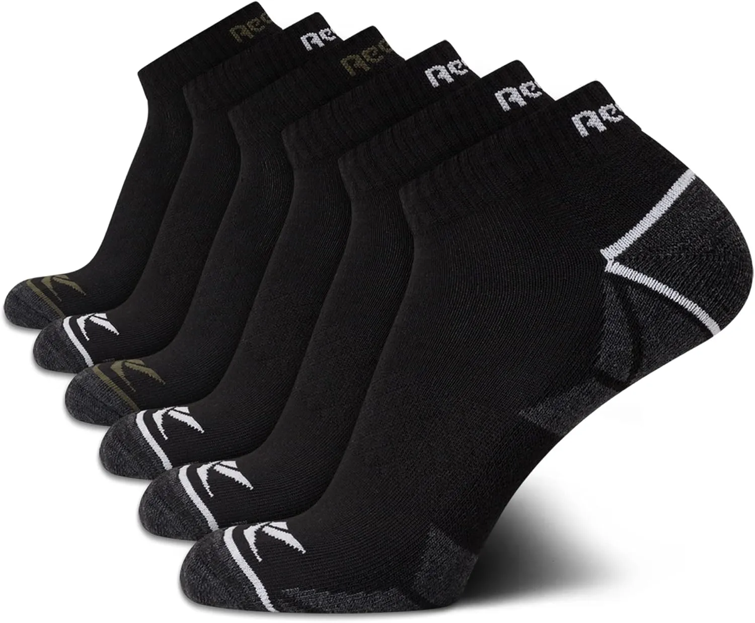 Reebok Men’s Quarter Socks – 6 Pack Cushion Quarter Cut Ankle Socks for Men - Breathable Men's Athletic Socks (Size: 6-12.5)