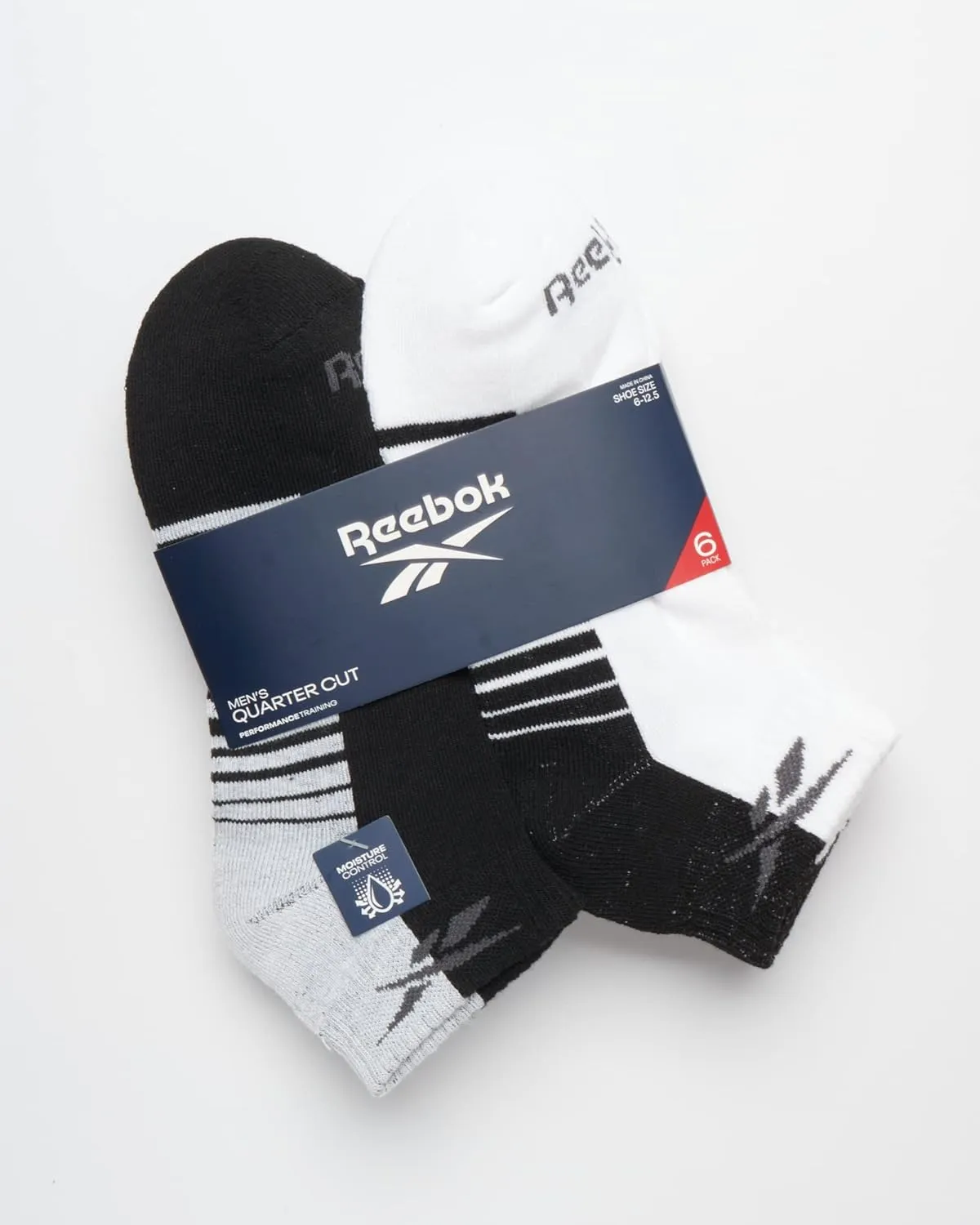 Reebok Men’s Quarter Socks – 6 Pack Cushion Quarter Cut Ankle Socks for Men - Breathable Men's Athletic Socks (Size: 6-12.5)