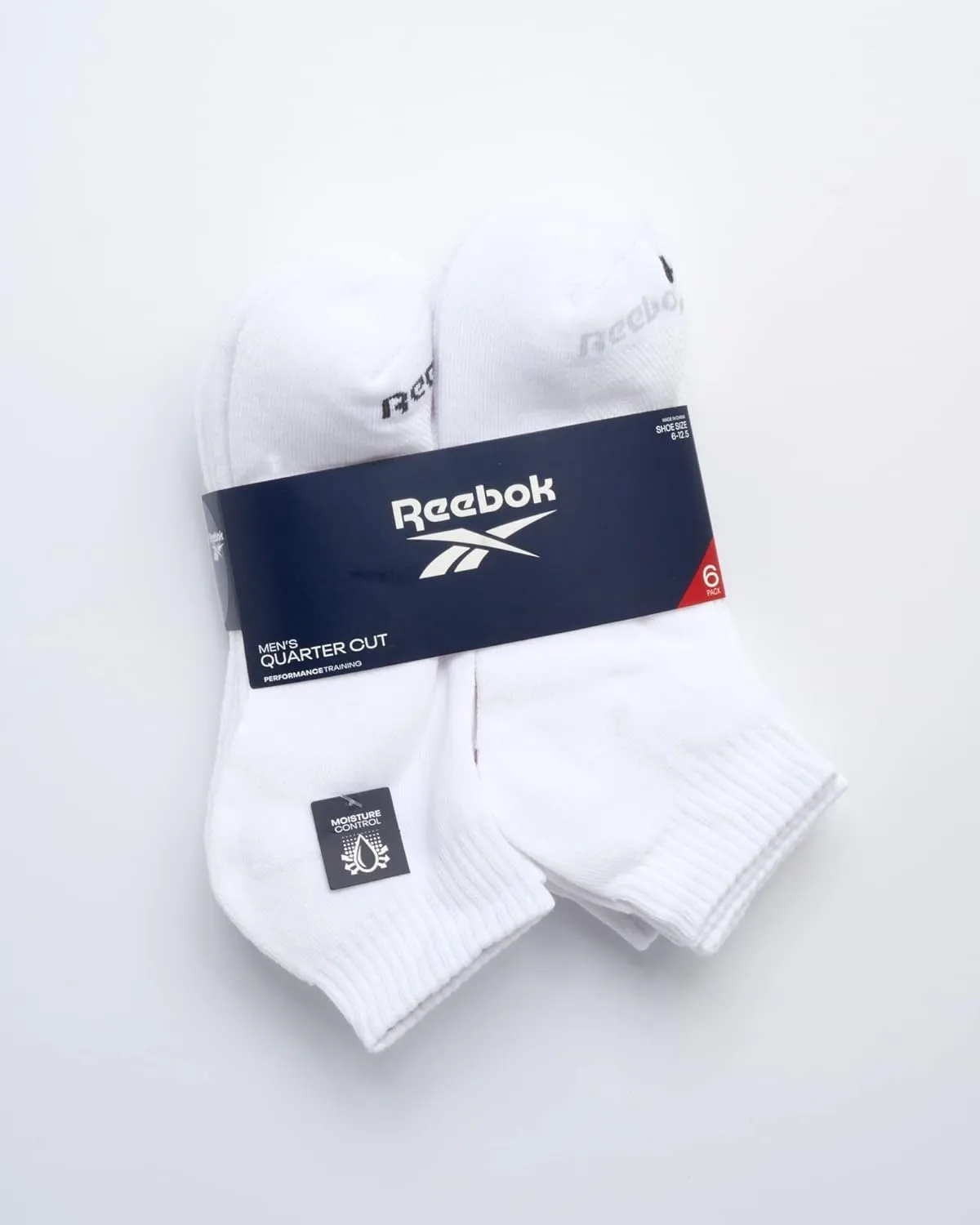 Reebok Men's Quarter Socks - 6 Pack Cushion Quarter Cut Ankle Socks for Men - Breathable Men's Athletic Socks (Size: 6-12.5)