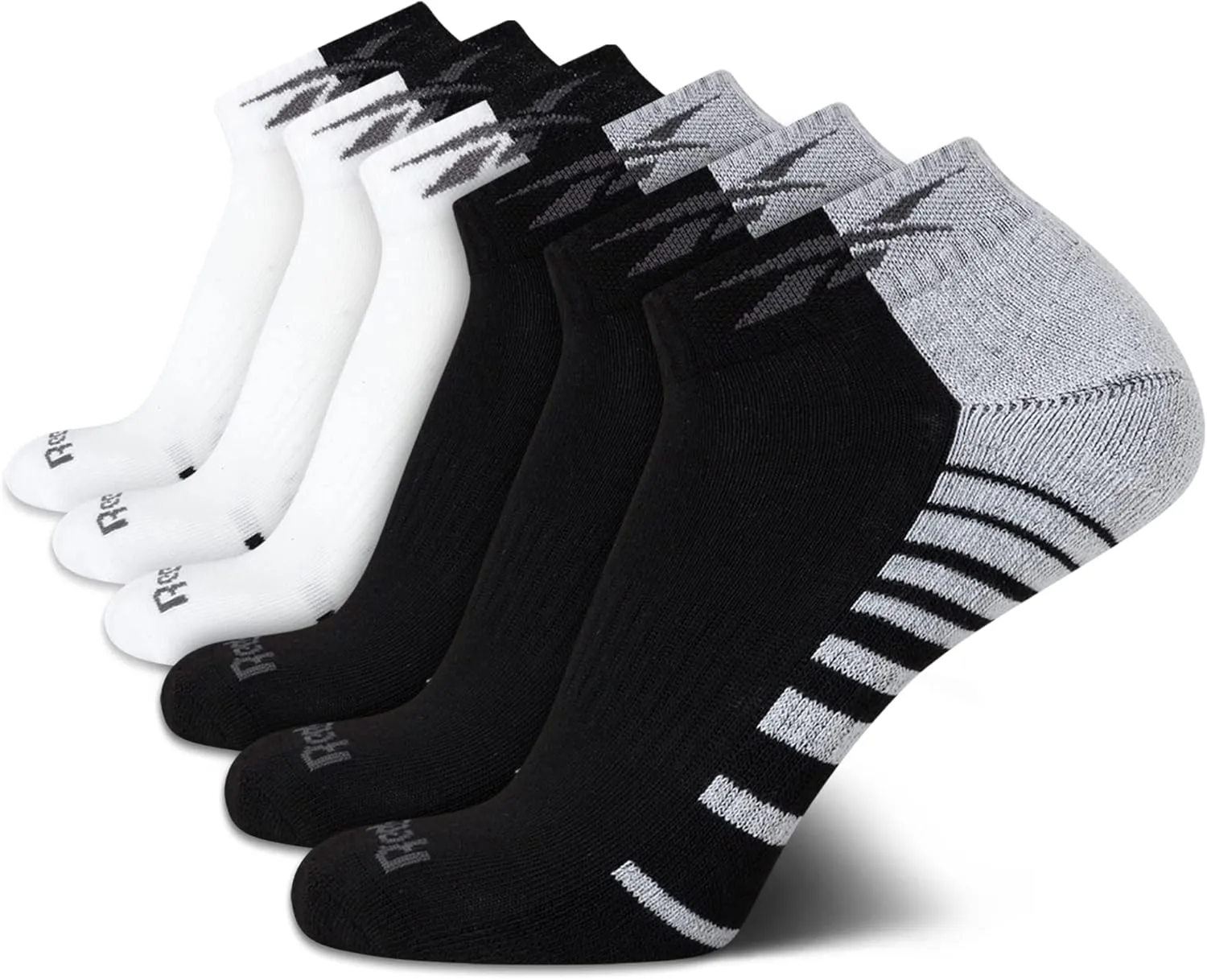 Reebok Men’s Quarter Socks – 6 Pack Cushion Quarter Cut Ankle Socks for Men - Breathable Men's Athletic Socks (Size: 6-12.5)