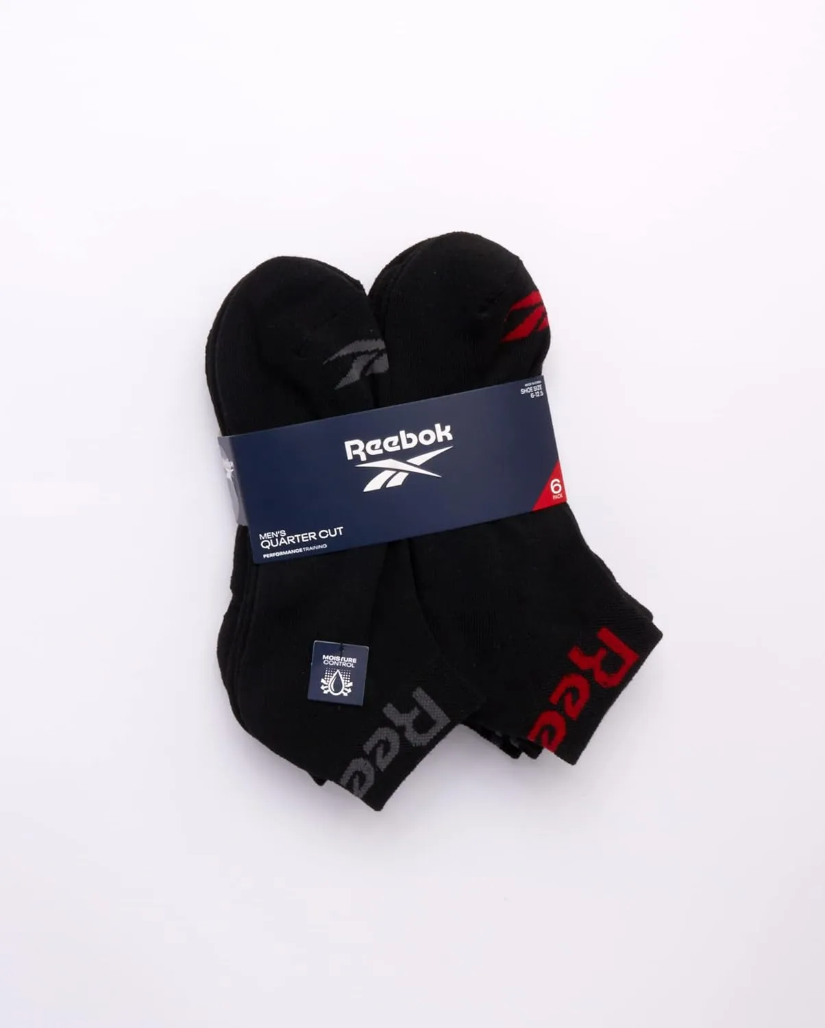 Reebok Men’s Quarter Socks – 6 Pack Cushion Quarter Cut Ankle Socks for Men - Breathable Men's Athletic Socks (Size: 6-12.5)