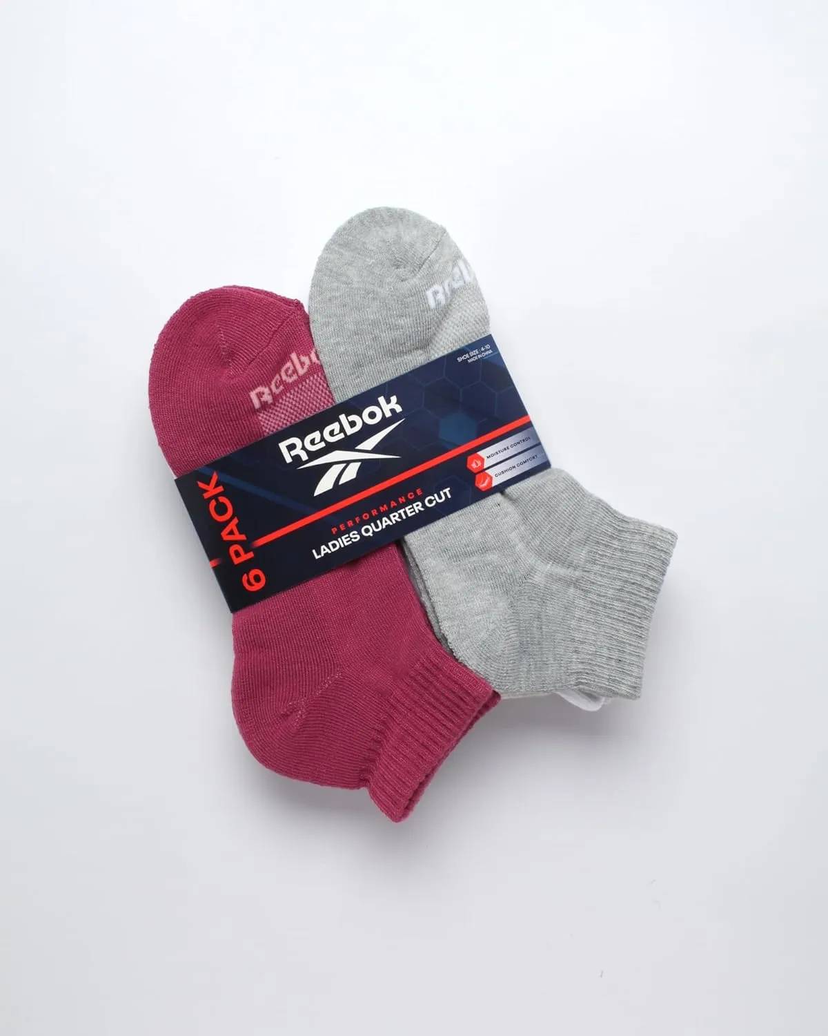 Reebok Women's Comfort Cushioned Athletic Quarter Cut Socks (6 Pack)