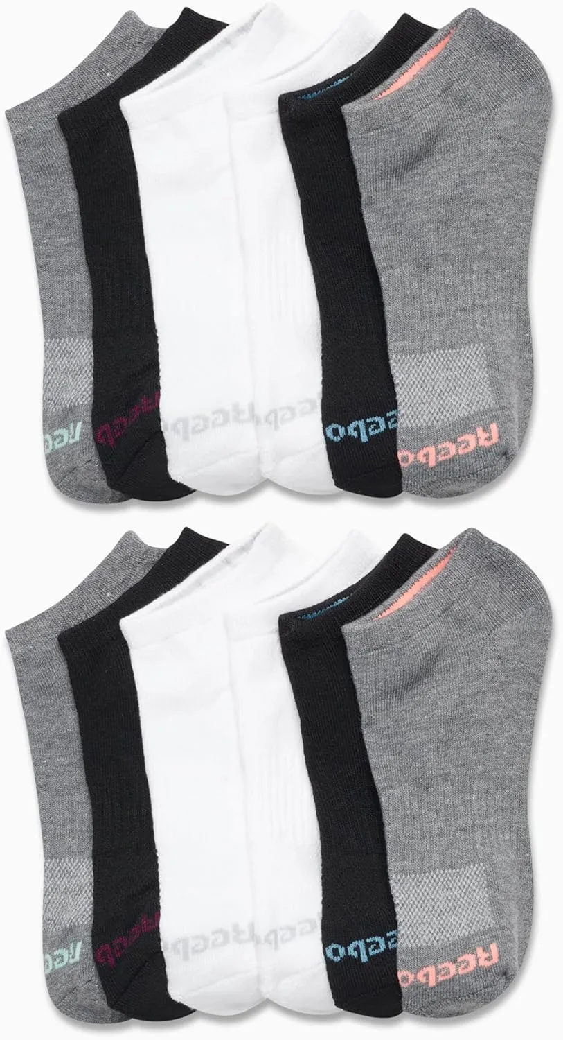 Reebok Women's Low Cut Socks - 12 Pack Performance Cushioned Comfort No Show Socks - Athletic Socks for Women (4-10)