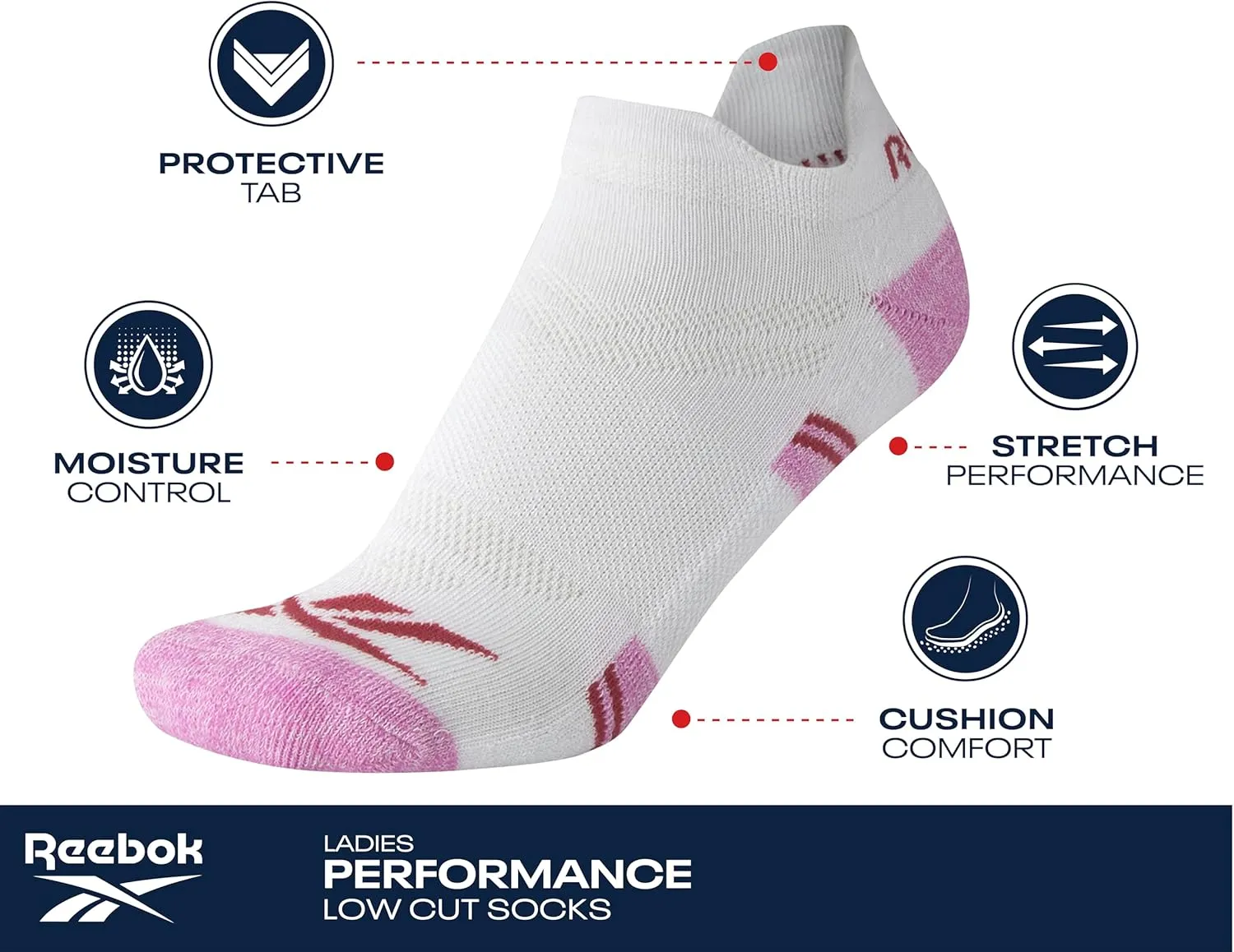 Reebok Women's Low Cut Socks - 12 Pack Performance Cushioned Comfort No Show Socks - Athletic Socks for Women (4-10)