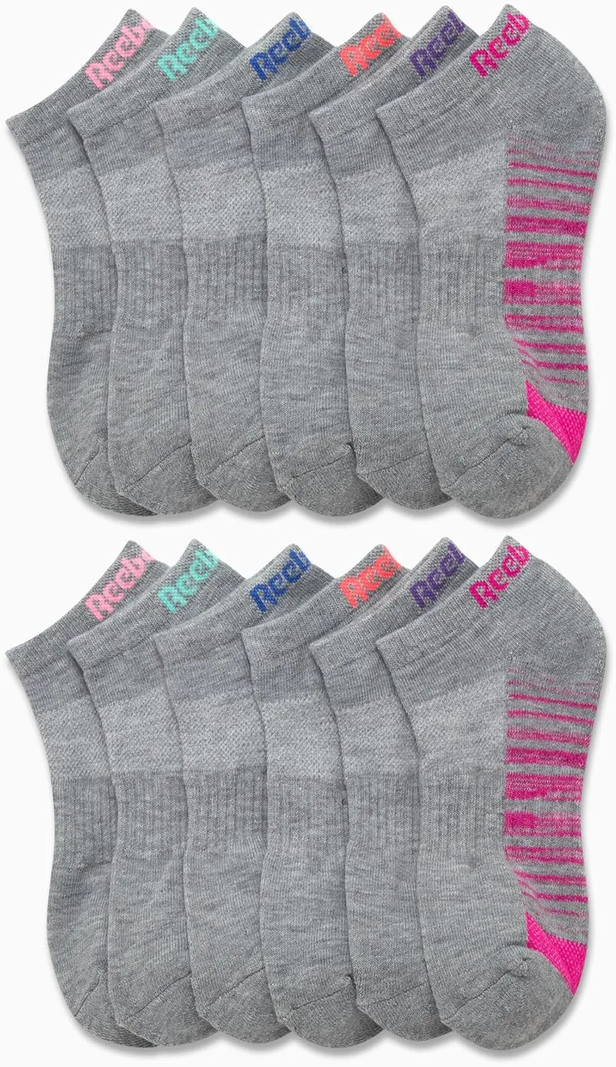 Reebok Women's Low Cut Socks - 12 Pack Performance Cushioned Comfort No Show Socks - Athletic Socks for Women (4-10)