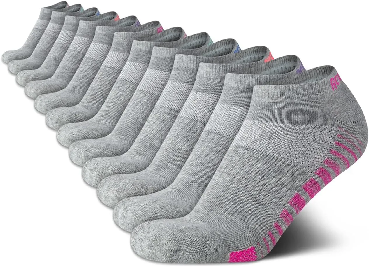 Reebok Women's Low Cut Socks - 12 Pack Performance Cushioned Comfort No Show Socks - Athletic Socks for Women (4-10)