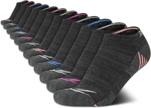 Reebok Women's No Show Athletic Breathable Low Cut Cushioned Socks (12 Pack)