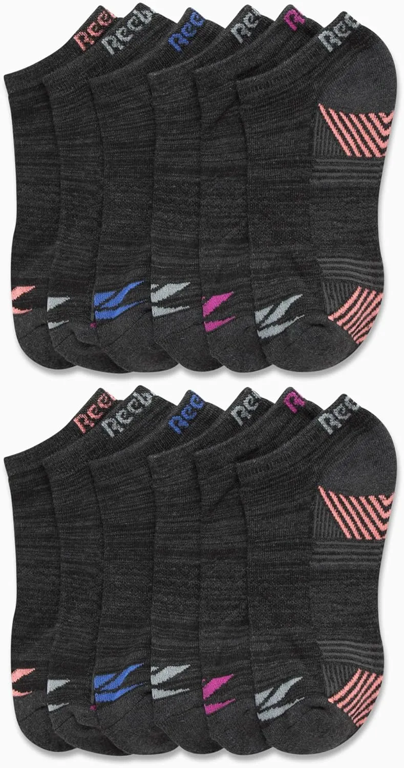 Reebok Women's No Show Athletic Breathable Low Cut Cushioned Socks (12 Pack)