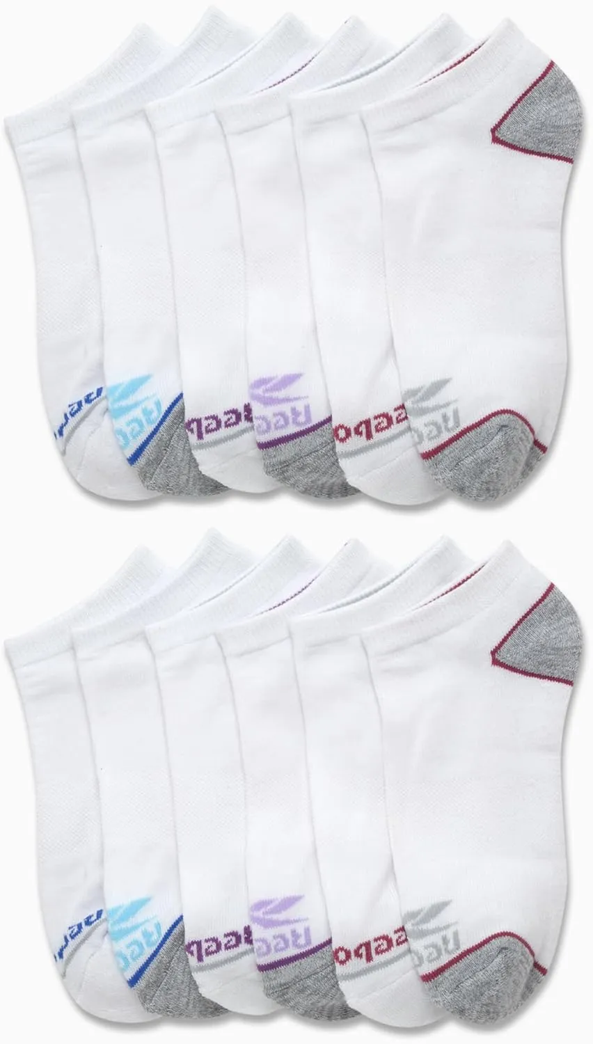 Reebok Women's No Show Athletic Breathable Low Cut Cushioned Socks (12 Pack)