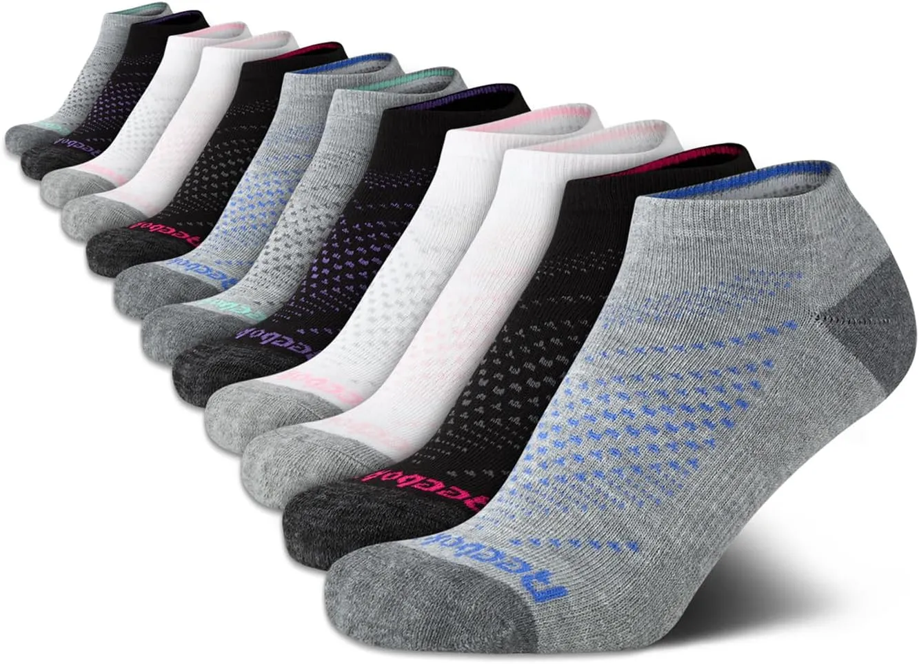 Reebok Women's No Show Athletic Breathable Low Cut Cushioned Socks (12 Pack)
