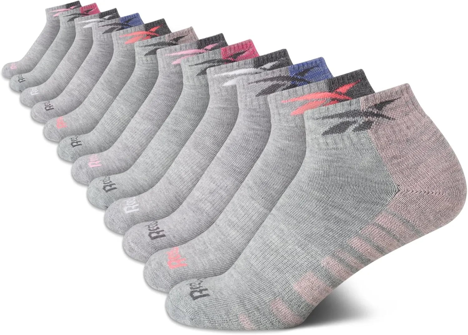Reebok Womens Quarter Socks - 12 Pack Performance Arch Support Ankle Socks - Cushioned Athletic Socks for Women (Size: 4-10)