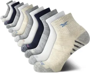Reebok Womens Quarter Socks - 12 Pack Performance Arch Support Ankle Socks - Cushioned Athletic Socks for Women (Size: 4-10)