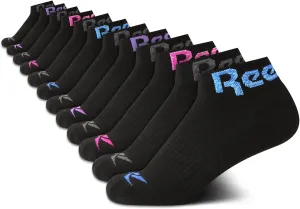 Reebok Womens Quarter Socks - 12 Pack Performance Arch Support Ankle Socks - Cushioned Athletic Socks for Women (Size: 4-10)