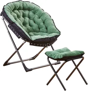 Renovation House Folding Sun Loungers Green Moon Chair Padded Camping Chairs Outdoor Leisure Stools Foldable Portable | Fishing Chair (Size : C)