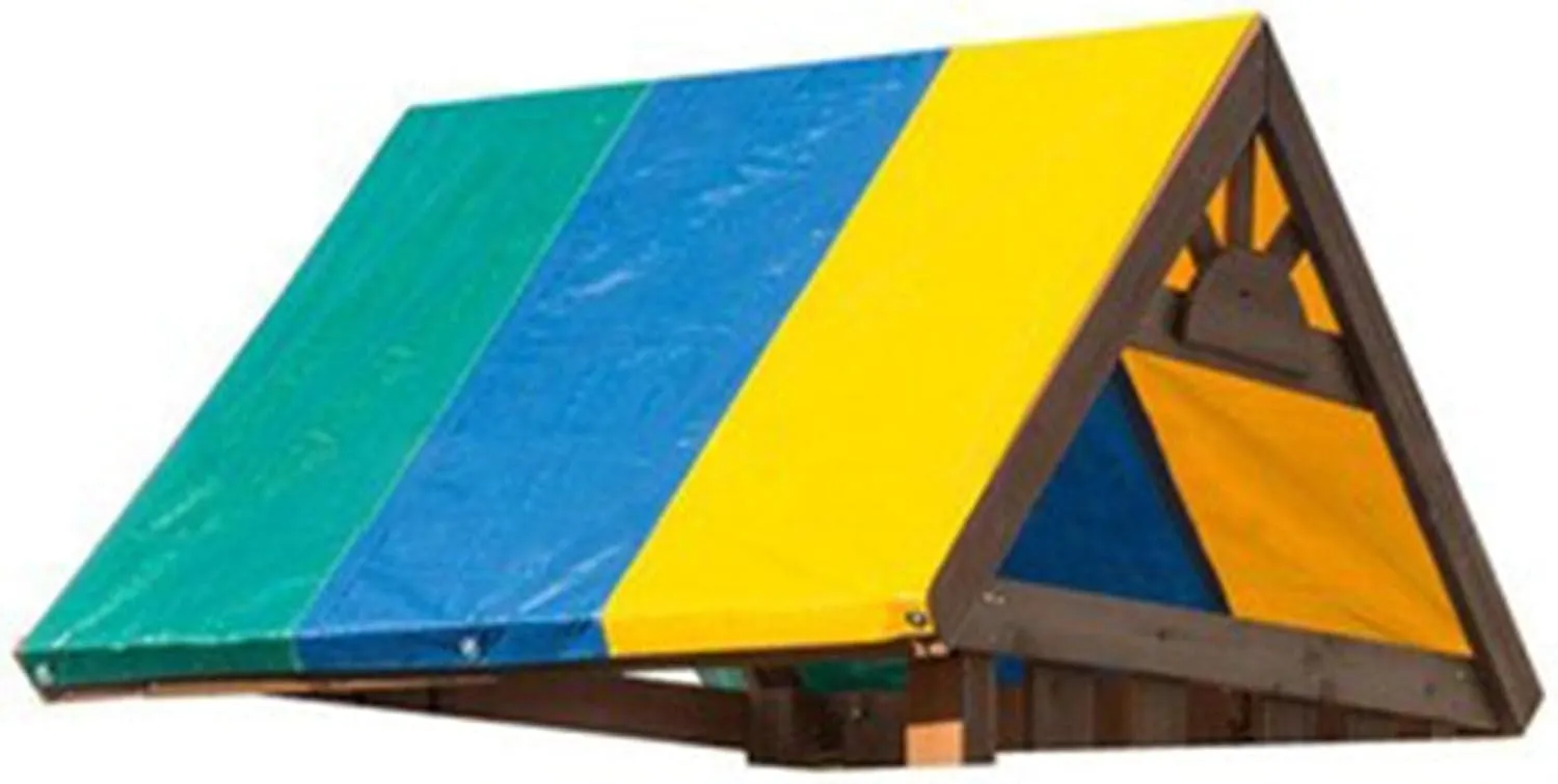 Replacement Tarp for Swing Set, Canopy for Playground Roof, Green Yellow Blue