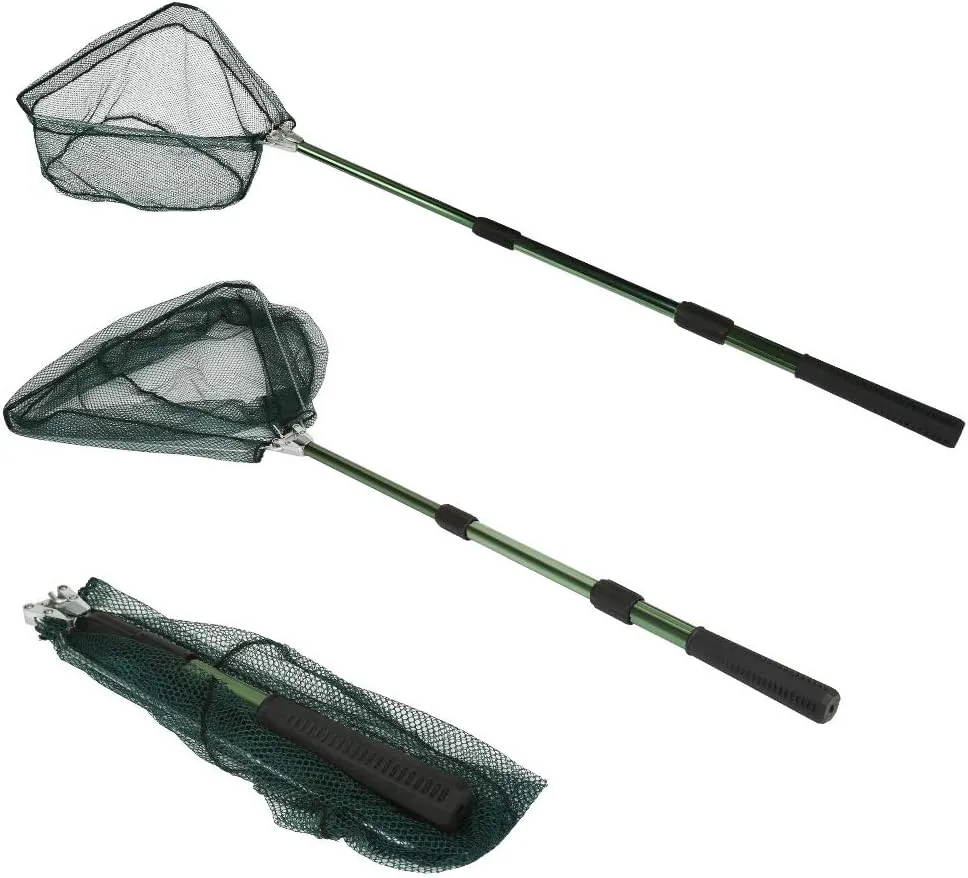 RESTCLOUD Fishing Landing Net with Telescoping Pole Handle, Fishing net Freshwater for Kids Men Women, Extend to 40-63 Inches