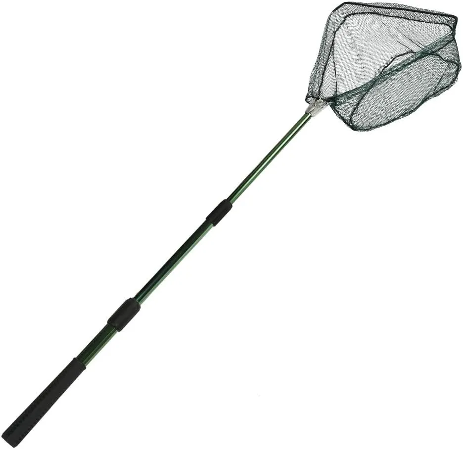 RESTCLOUD Fishing Landing Net with Telescoping Pole Handle, Fishing net Freshwater for Kids Men Women, Extend to 40-63 Inches