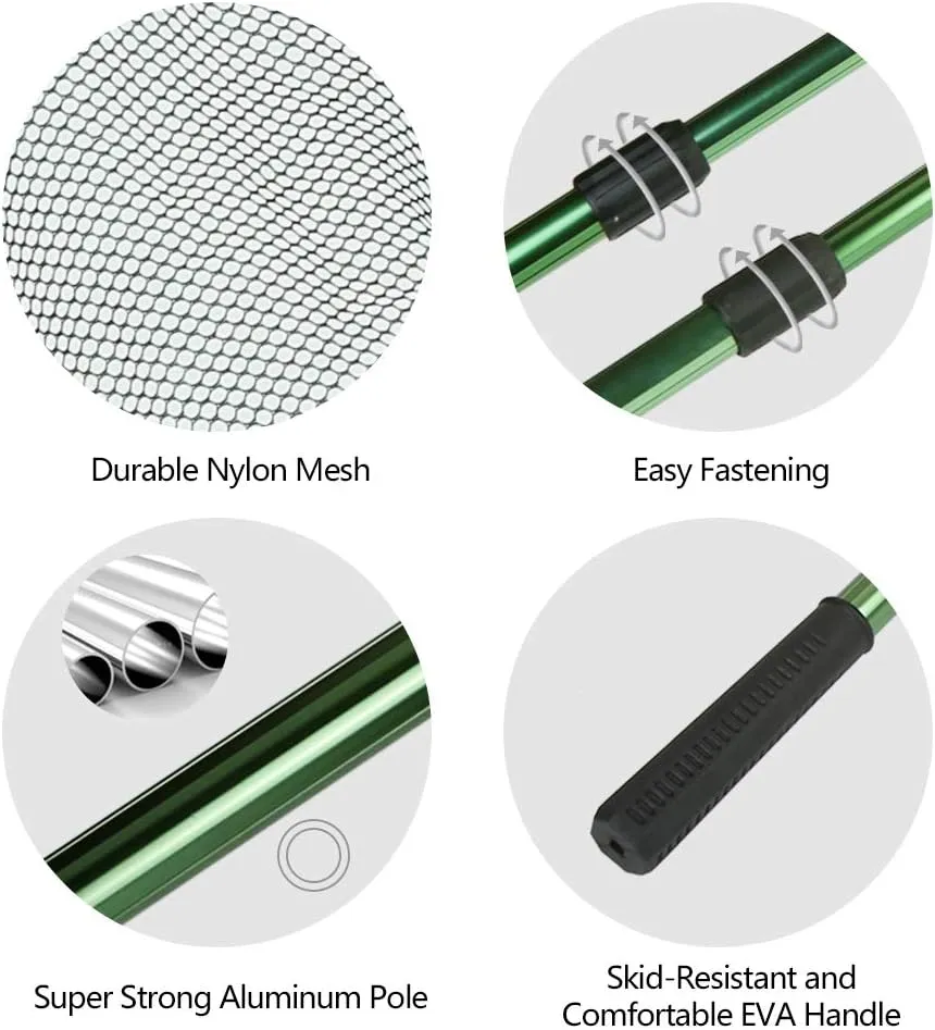 RESTCLOUD Fishing Landing Net with Telescoping Pole Handle, Fishing net Freshwater for Kids Men Women, Extend to 40-63 Inches