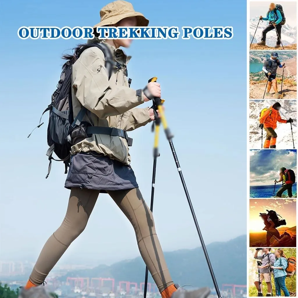 Retractable Double Trekking Poles Set, Foldable Aluminum Alloy Walking Sticks, Including Accessories, Suitable for Hiking/Climbing