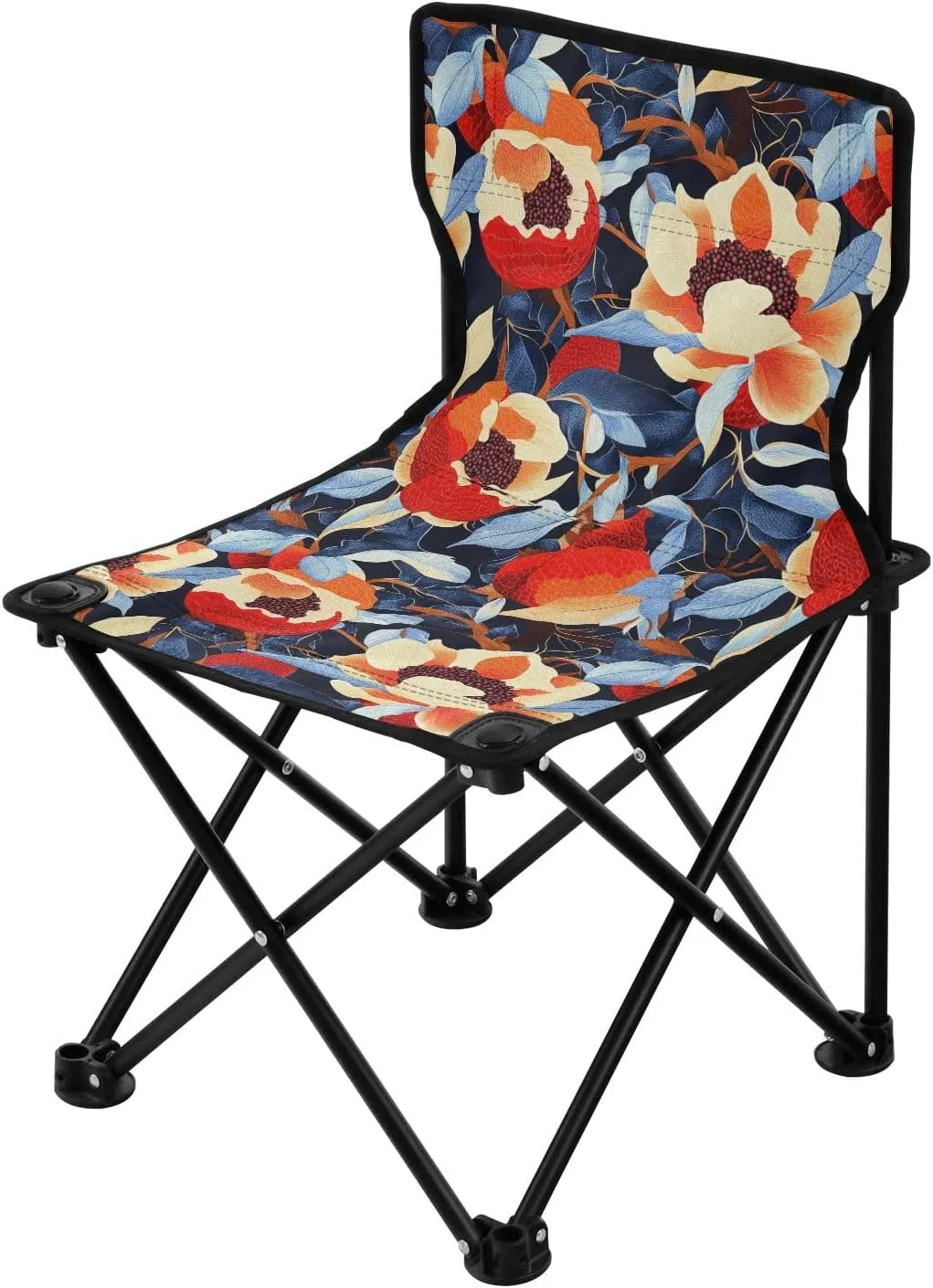 Retro Red Pomegranates Fruit Flowers Packable Camping Chair Ultralight Backpack Chair Includes Carry Bag