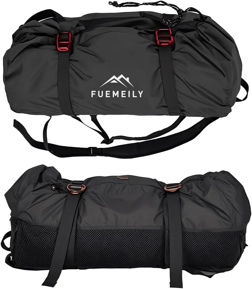 Rock Climbing Rope Bag, Large Capacity Folding Rope Storage Backpack with Ground Sheet, Adjustable Straps Outdoor Climbing Gears Black