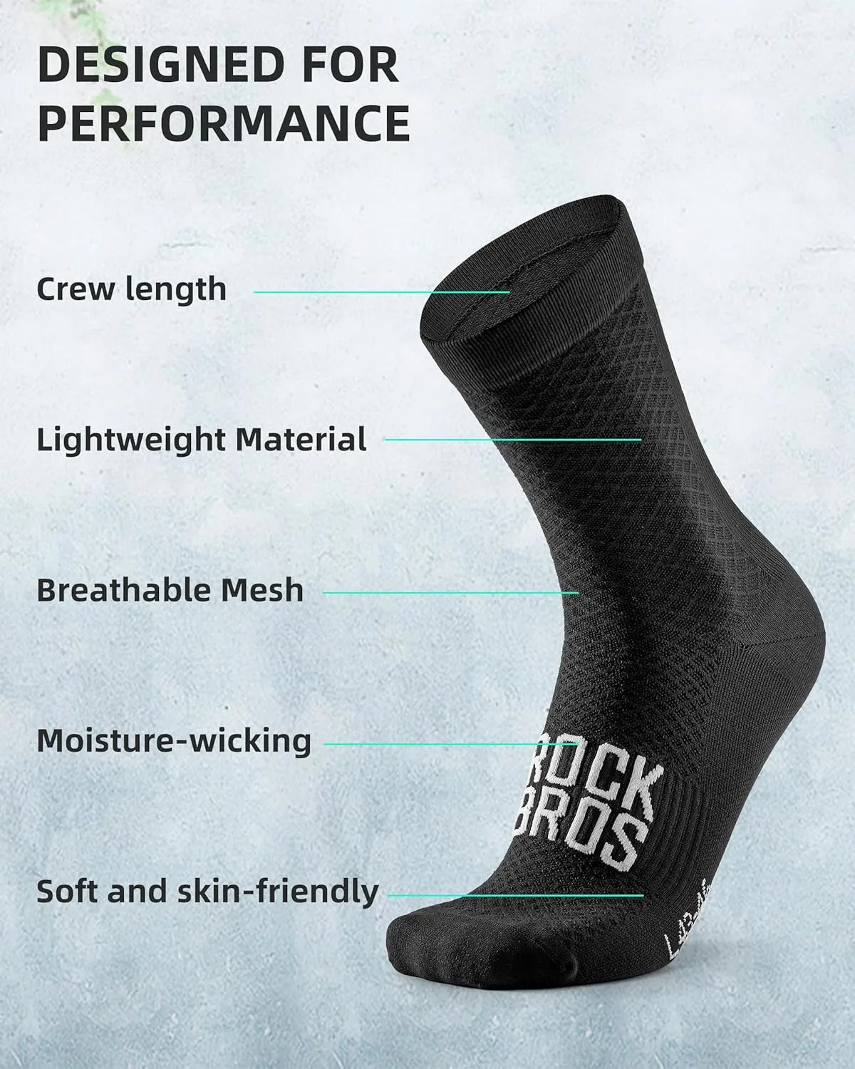 ROCKBROS Cycling Socks for Men Women Breathable Wicking Bike Socks, Compression Fit, Tall Crew, Road to Sky Series